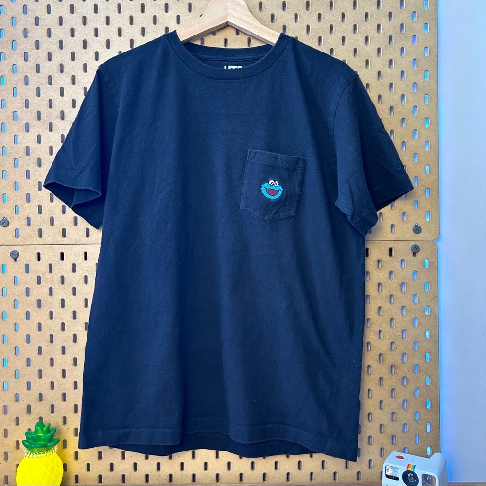 KAWS SESAME STREET black T-shirt with Cookie Monster
